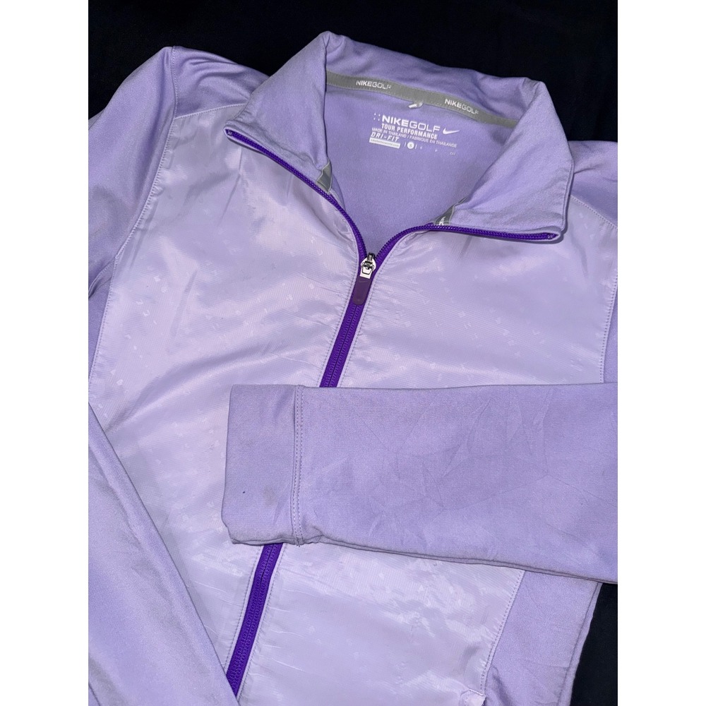 Nike Golf Tour Performance Dri-FIT Full Zip Jacket Purple Womens Small Mock Neck
